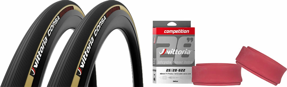 Vittoria Corsa G2.0 25-622 Jeu De 2 + Competition Latex 25/28 3 Vittoria Corsa G2.0 25-622 Jeu De 2 + Competition Latex 25/28