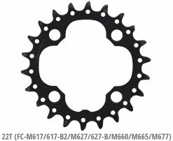 Shimano SLX/DEORE Plateau Pour FC-M660/M617 9 Shimano SLX/DEORE Plateau Pour FC-M660/M617 -Vélo Soldes Shimano 22T Y1KF22000