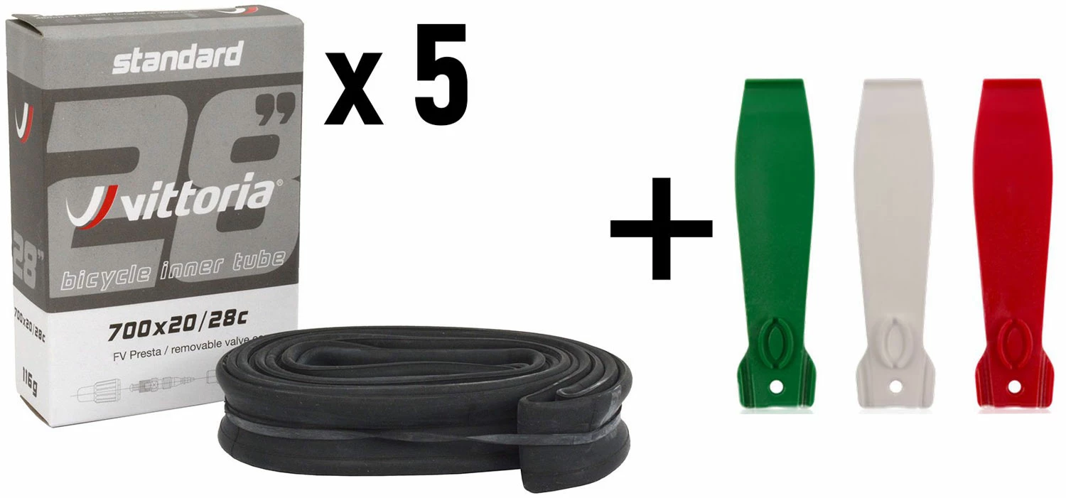 Vittoria Standard 60mm SV 5er Set + Démonte-pneu (3 Pièces) 3 Vittoria Standard 60mm SV 5er Set + Démonte-pneu (3 Pièces)