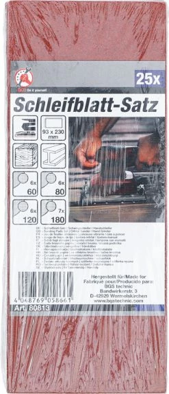 BGS Technic Jeu De Papier Abrasif 25 Pièces -Vélo Soldes bgs technic 80813 09 Schleifpapier Satz 25 teilig