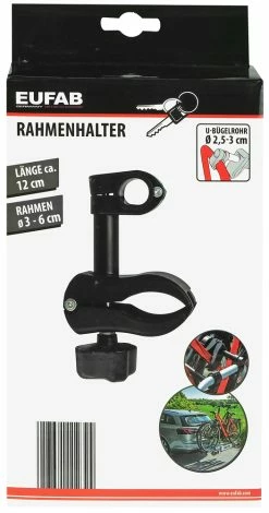 EUFAB Support De Cadre Verrouillable Pour Porte-vélos Ø25-30mm -Vélo Soldes eufab 11232 Rahmenhalter abschliessbar fur Fahrradtrager O25 30mm 3